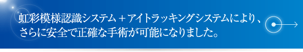 虹彩模様認識システム+アイトラッキングシステムにより、さらに安全で正確な手術が可能になりました。